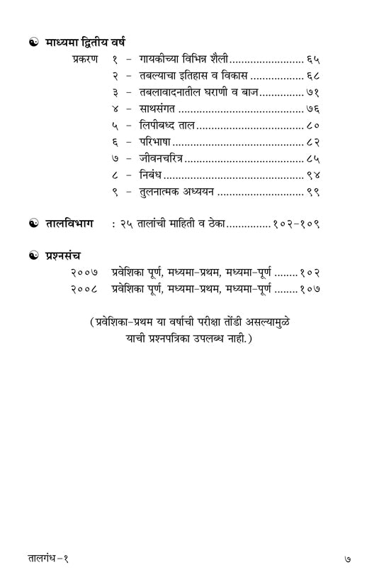 Taalgandh  (Part 1) (Praveshika to Madhyama Poorna  Theory) Marathi