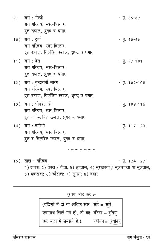 Raag Manjusha  (Music Exam - Bandish Notations)